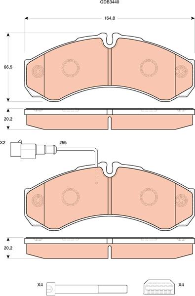 TRW GDB3440 - Brake Pad Set, disc brake www.autospares.lv