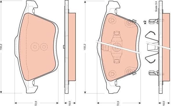 TRW GDB3400 - Bremžu uzliku kompl., Disku bremzes www.autospares.lv