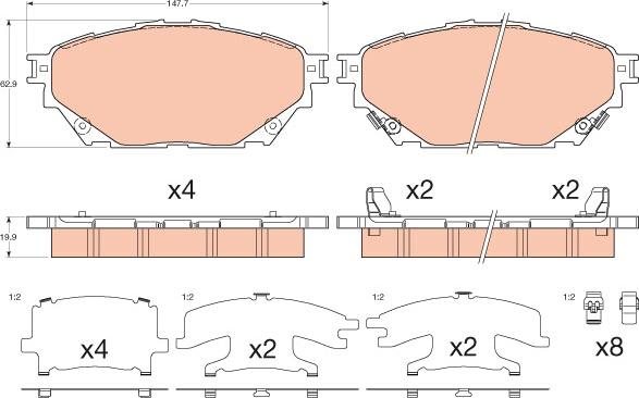 TRW GDB3611 - Bremžu uzliku kompl., Disku bremzes www.autospares.lv