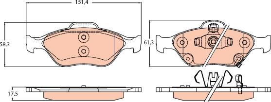 TRW GDB3625 - Bremžu uzliku kompl., Disku bremzes www.autospares.lv