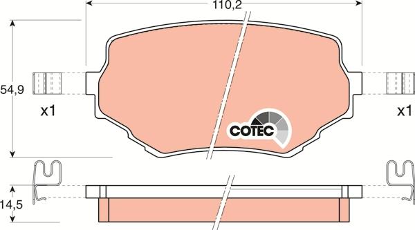 TRW GDB3132 - Тормозные колодки, дисковые, комплект www.autospares.lv