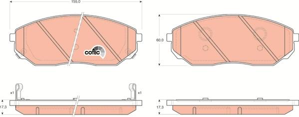 TRW GDB3343AT - Bremžu uzliku kompl., Disku bremzes www.autospares.lv