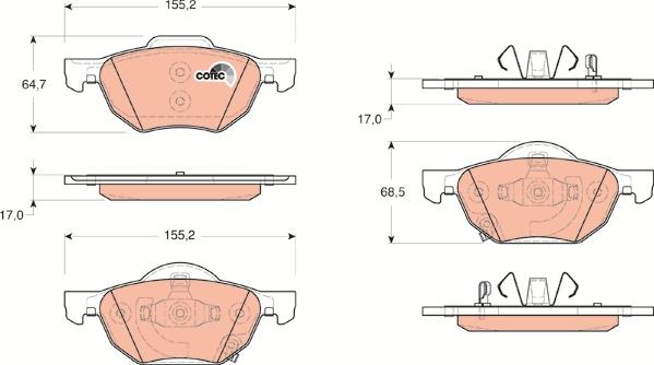 TRW GDB3355AT - Bremžu uzliku kompl., Disku bremzes www.autospares.lv