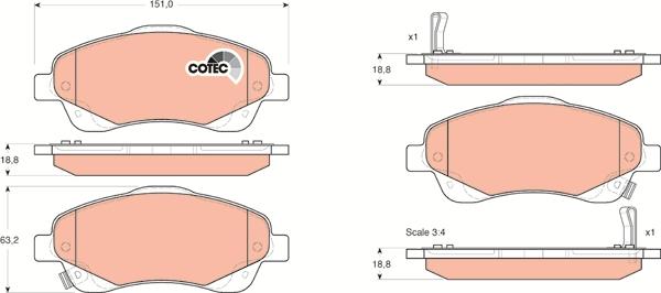 TRW GDB3336 - Brake Pad Set, disc brake www.autospares.lv