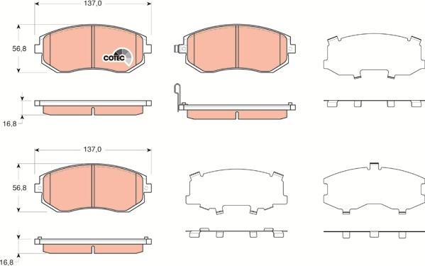 TRW GDB3371 - Тормозные колодки, дисковые, комплект www.autospares.lv