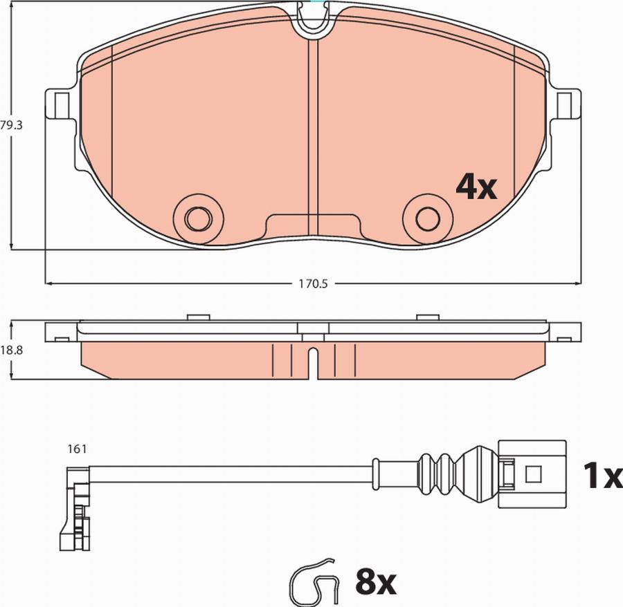 TRW GDB2486 - Bremžu uzliku kompl., Disku bremzes www.autospares.lv