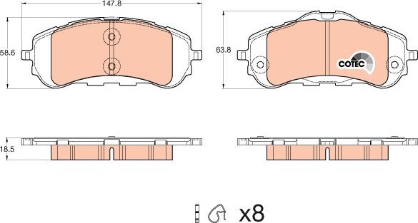 TRW GDB2044 - Bremžu uzliku kompl., Disku bremzes www.autospares.lv