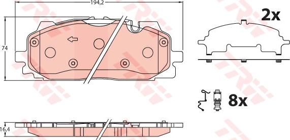 TRW GDB2190 - Bremžu uzliku kompl., Disku bremzes autospares.lv