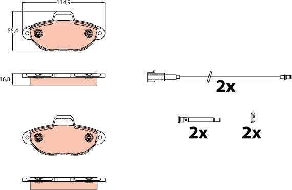 TRW GDB2141 - Тормозные колодки, дисковые, комплект www.autospares.lv