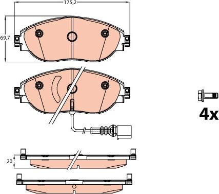 TRW GDB2114 - Brake Pad Set, disc brake www.autospares.lv