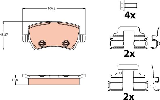 TRW GDB2125 - Тормозные колодки, дисковые, комплект www.autospares.lv