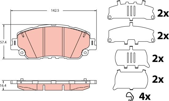 TRW GDB2354 - Bremžu uzliku kompl., Disku bremzes www.autospares.lv