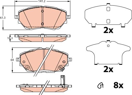 TRW GDB2290 - Bremžu uzliku kompl., Disku bremzes www.autospares.lv