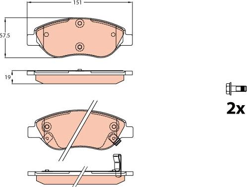 TRW GDB2228 - Bremžu uzliku kompl., Disku bremzes www.autospares.lv