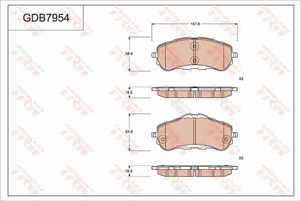 TRW GDB7954 - Bremžu uzliku kompl., Disku bremzes www.autospares.lv