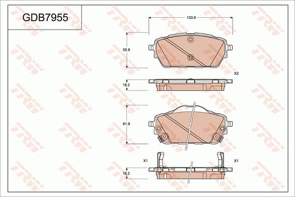 TRW GDB7955DT - Bremžu uzliku kompl., Disku bremzes www.autospares.lv