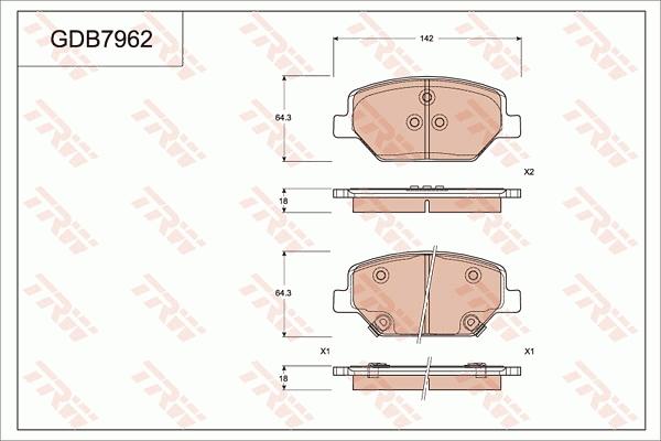 TRW GDB7962 - Bremžu uzliku kompl., Disku bremzes www.autospares.lv