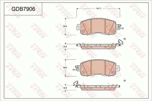 TRW GDB7906AT - Bremžu uzliku kompl., Disku bremzes www.autospares.lv