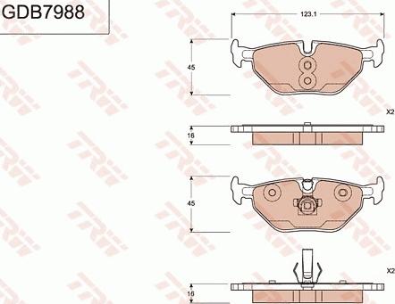 TRW GDB7988 - Brake Pad Set, disc brake www.autospares.lv