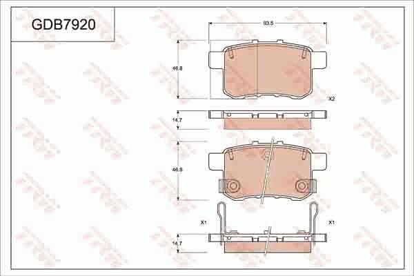 TRW GDB7920DT - Bremžu uzliku kompl., Disku bremzes autospares.lv