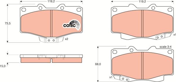 TRW GDB797AT - Brake Pad Set, disc brake www.autospares.lv