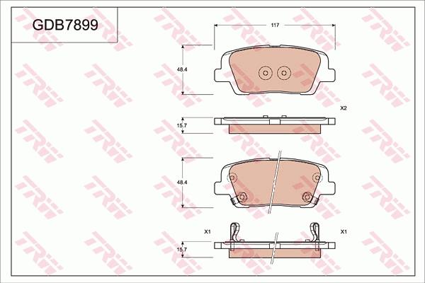 TRW GDB7899AT - Bremžu uzliku kompl., Disku bremzes www.autospares.lv