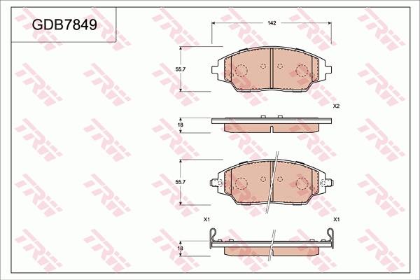 TRW GDB7849AT - Bremžu uzliku kompl., Disku bremzes www.autospares.lv