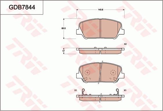 TRW GDB7844DT - Bremžu uzliku kompl., Disku bremzes www.autospares.lv