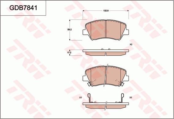 TRW GDB7841 - Тормозные колодки, дисковые, комплект www.autospares.lv