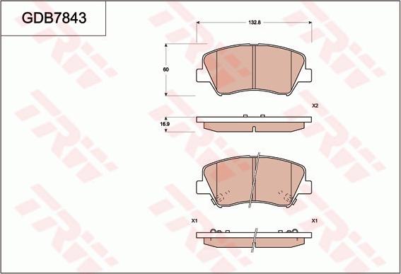 TRW GDB7843 - Тормозные колодки, дисковые, комплект www.autospares.lv