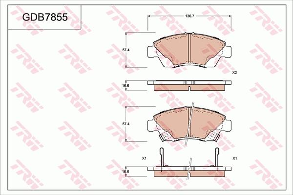 TRW GDB7855DT - Bremžu uzliku kompl., Disku bremzes www.autospares.lv