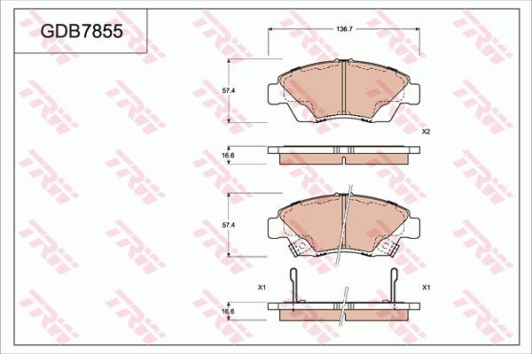 TRW GDB7855 - Brake Pad Set, disc brake www.autospares.lv