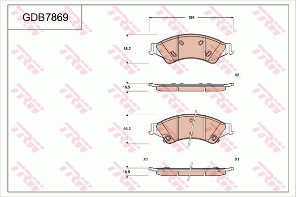 TRW GDB7869 - Bremžu uzliku kompl., Disku bremzes autospares.lv