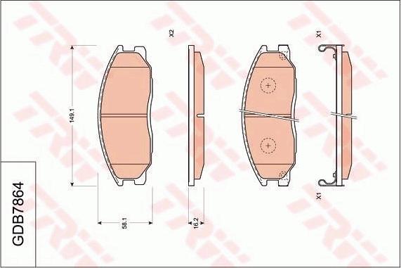 TRW GDB7864AT - Bremžu uzliku kompl., Disku bremzes www.autospares.lv