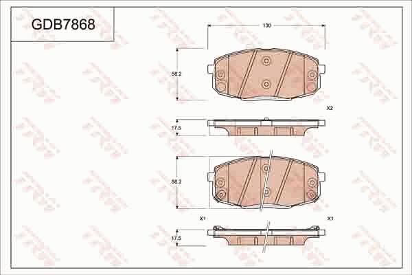 TRW GDB7868AT - Bremžu uzliku kompl., Disku bremzes www.autospares.lv