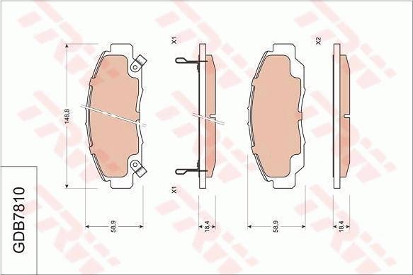 TRW GDB7810 - Тормозные колодки, дисковые, комплект www.autospares.lv