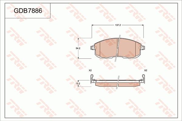 TRW GDB7886 - Тормозные колодки, дисковые, комплект www.autospares.lv