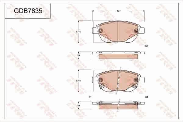 TRW GDB7835 - Bremžu uzliku kompl., Disku bremzes www.autospares.lv