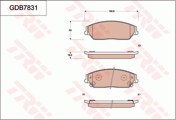 TRW GDB7831 - Bremžu uzliku kompl., Disku bremzes www.autospares.lv