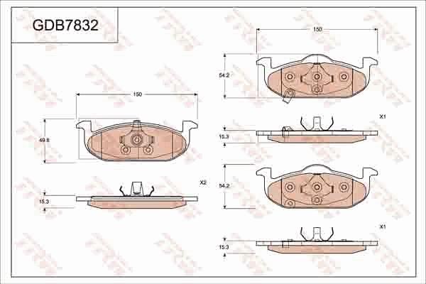 TRW GDB7832 - Bremžu uzliku kompl., Disku bremzes www.autospares.lv