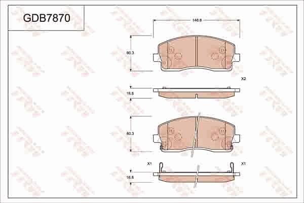 TRW GDB7870 - Bremžu uzliku kompl., Disku bremzes www.autospares.lv