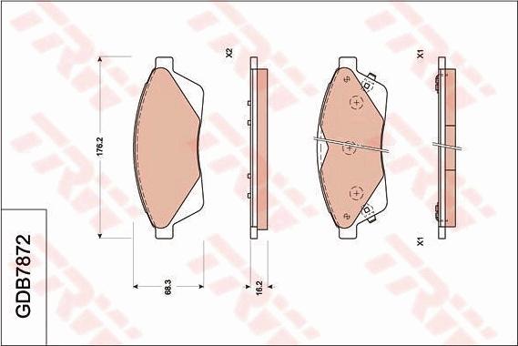 TRW GDB7872 - Тормозные колодки, дисковые, комплект www.autospares.lv