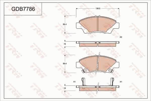 TRW GDB7786AT - Bremžu uzliku kompl., Disku bremzes www.autospares.lv