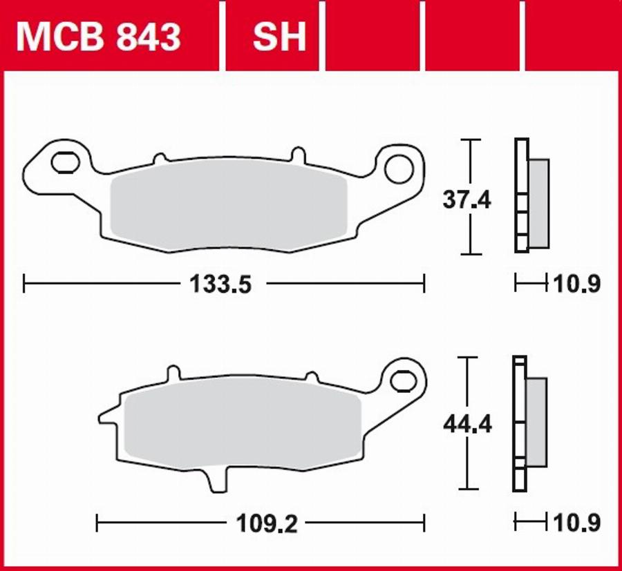 TRW MCB843SH - Bremžu uzliku kompl., Disku bremzes www.autospares.lv