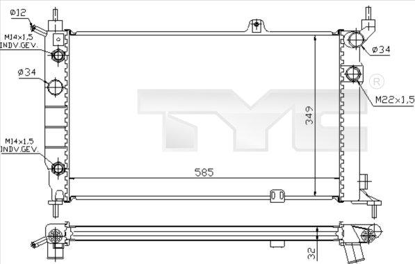 TYC 725-0002 - Radiators, Motora dzesēšanas sistēma www.autospares.lv