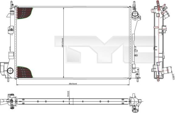 TYC 725-0010 - Radiators, Motora dzesēšanas sistēma www.autospares.lv