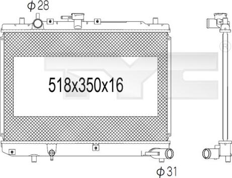 TYC 720-1001 - Радиатор, охлаждение двигателя www.autospares.lv