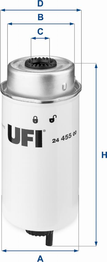 UFI 24.455.00 - Degvielas filtrs www.autospares.lv