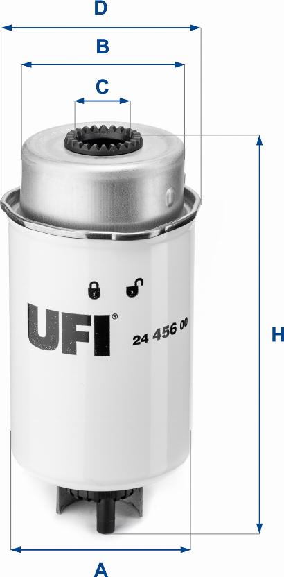 UFI 24.456.00 - Degvielas filtrs www.autospares.lv