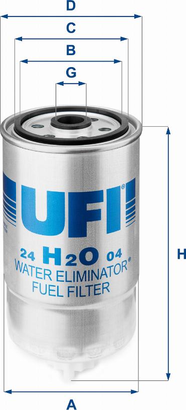 UFI 24.H2O.04 - Degvielas filtrs www.autospares.lv